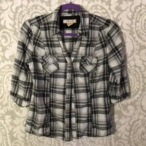 Arizona sz L Juniors Roll Sleeve Button Down Shirt